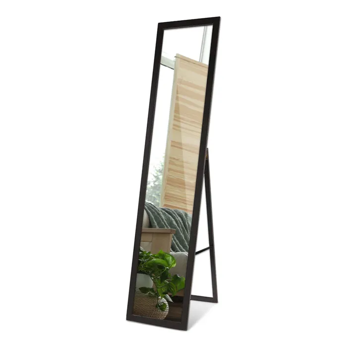 Miroir Sur Pied Dans Un Cadre Décoratif - Hauteur 156 X 36 Cm - Cadre Noir Classique