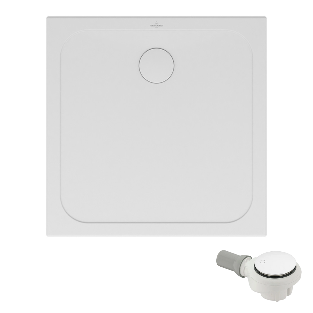 Receveur de douche antidérapant 90 x 90 VILLEROY ET BOCH Lifetime Plus Cerasoft céramique blanc + Bonde blanc