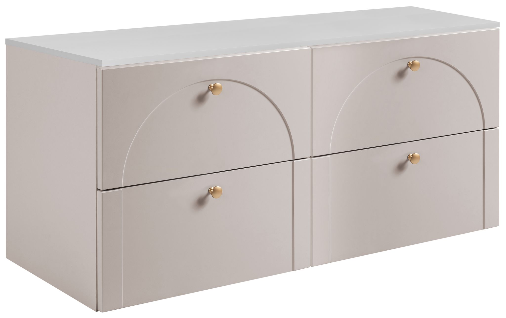 Meuble Sous Vasque Suspendu Aura Cachemire Mat Avec Plan Blanc 120 Cm G