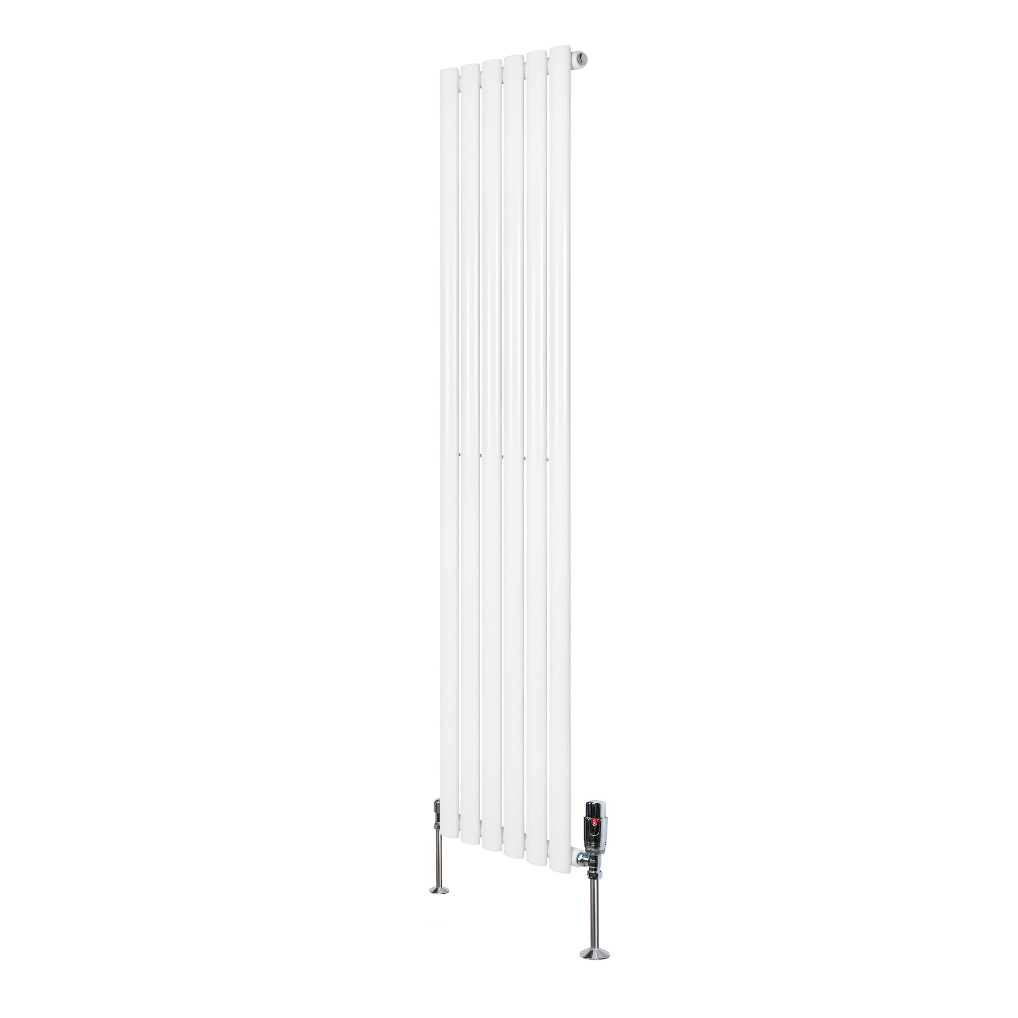 Radiateur Ovale 1 Panneau & Vannes 1600 X 360 Mm En Acier Blanc Horizontale