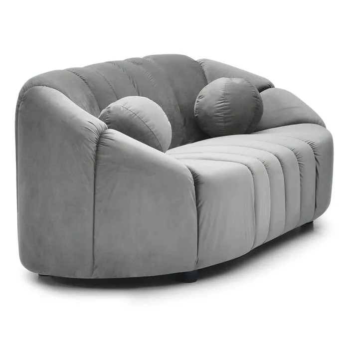 Canapé 2 Places Design Sidonie Velours Gris