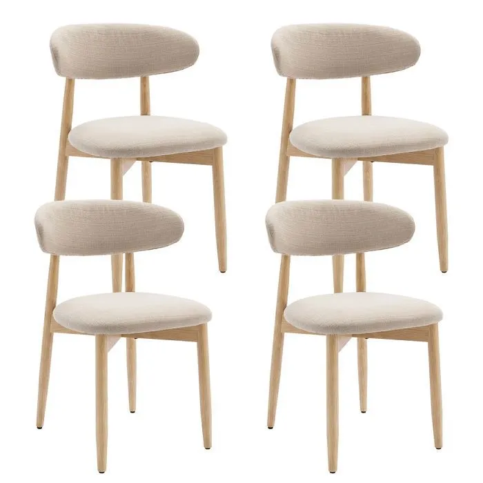 Colamy Lot De 4 Chaises En Bois Massif, Robustes Et Élégantes, Style Nordique Minimaliste, Idéales Pour Salle À Manger Et Cuisine,beige