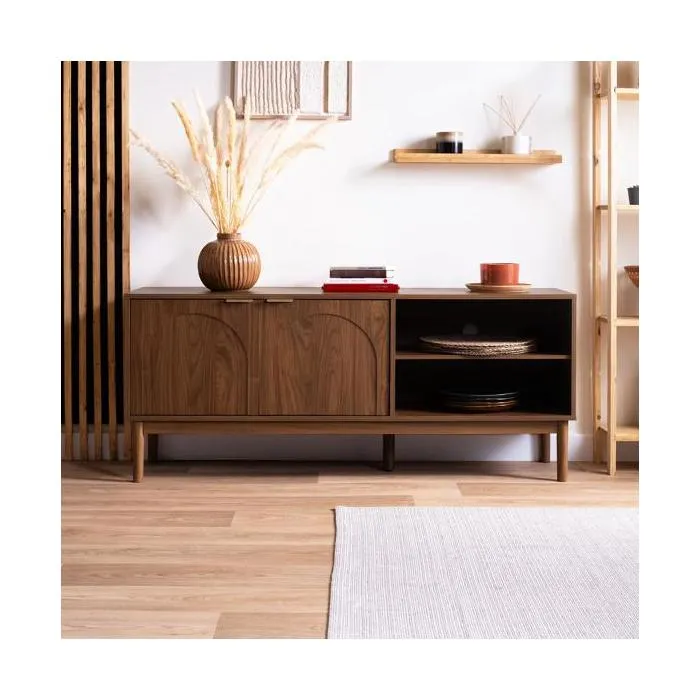 Meuble TV NOLAN couleur bois de noyer style scandinave
