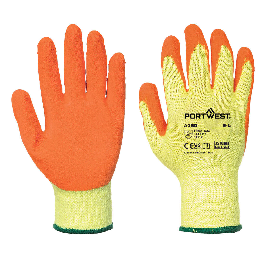 Gant Tricoté Enduit Latex Classique Couleur: Orange Taille S - Portwest
