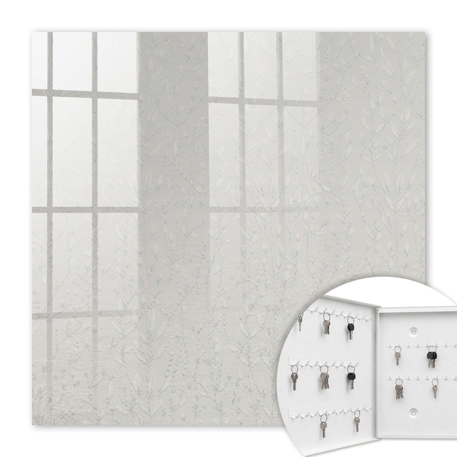 Armoire À Clés - (30 Cm X 30 Cm) - Boîte À Clés Murale - Coffret De Rangement Pour Clés - Couleur Blanche - Ouverture Vers La Gauche - Pour Maison Et Bureau - Élégance Naturelle