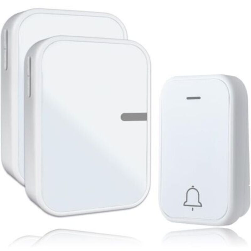 Sonnette Sans Fil Etanche Ip44 Pour Extérieur Intérieur Sonnette Sans Fil Sans Pile, 38 Mélodies Et 4 Niveaux, 1 Émetteur 2 Récepteurs Portée 150m