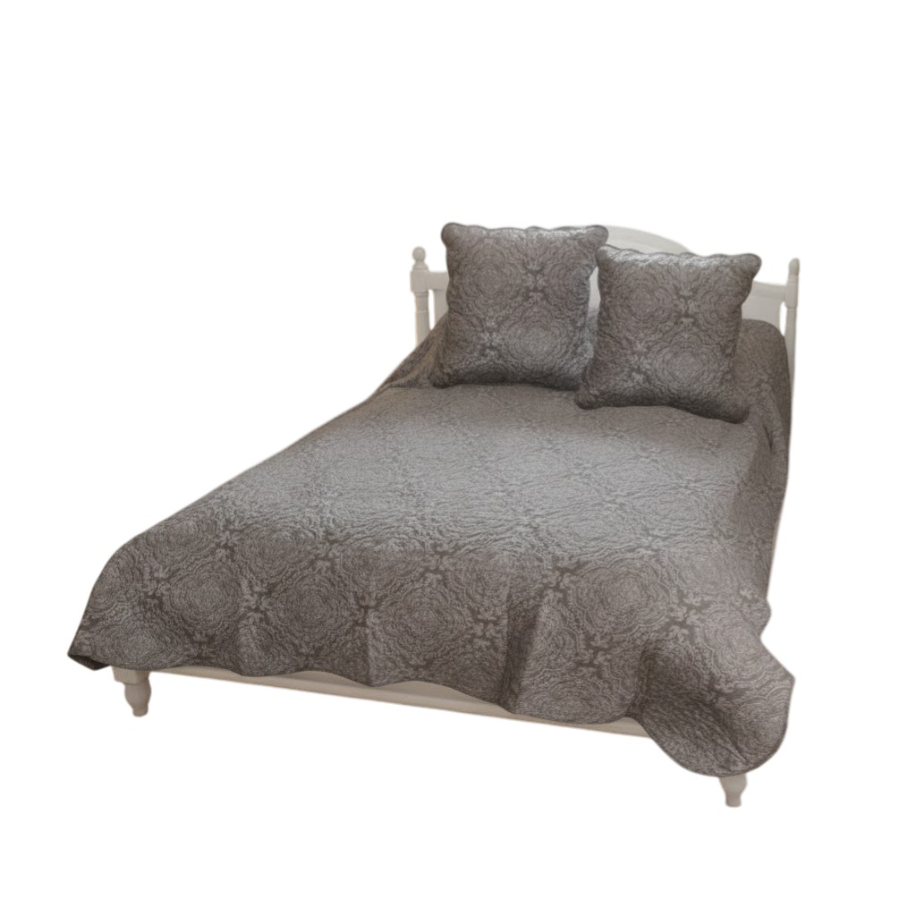 Couvre Lit + Taies 260 X 240 Cm Arabesque Gris