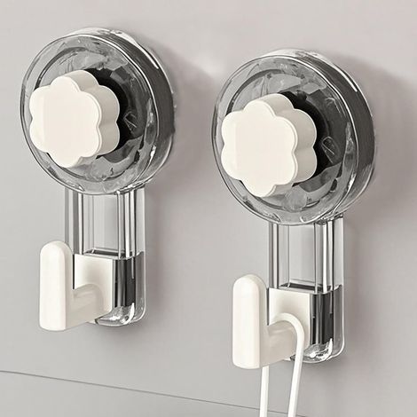 2 Articles Accroche Serviette Salle De Bain, Crochet Ventouse Extra Puissantes (62mm) Réutilisables Pour Salle De Bain, Cuisine, Camping & Voiture, Bathroom Towel Suction Hooks
