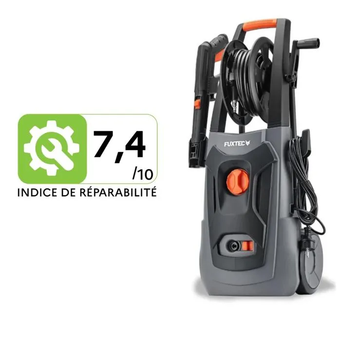 Nettoyeur Haute Pression FUXTEC FX-HDR1800 - 1800W, 130 bars, 420 L/h, buse réglable, tuyau 6m, réservoir détergent
