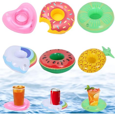 Lot De 6 Porte-gobelets Gonflables Flottants, Anti-dérapants, Légers, Idéal Pour Décoration De Piscine, Bar, Bières Et Boissons En Extérieur