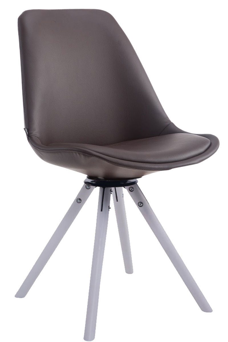 Chaise Visiteur X1 Pivotante 360° Revêtement Similicuir Marron Piètement Bois Style Scandinave Moderne 10_0008700
