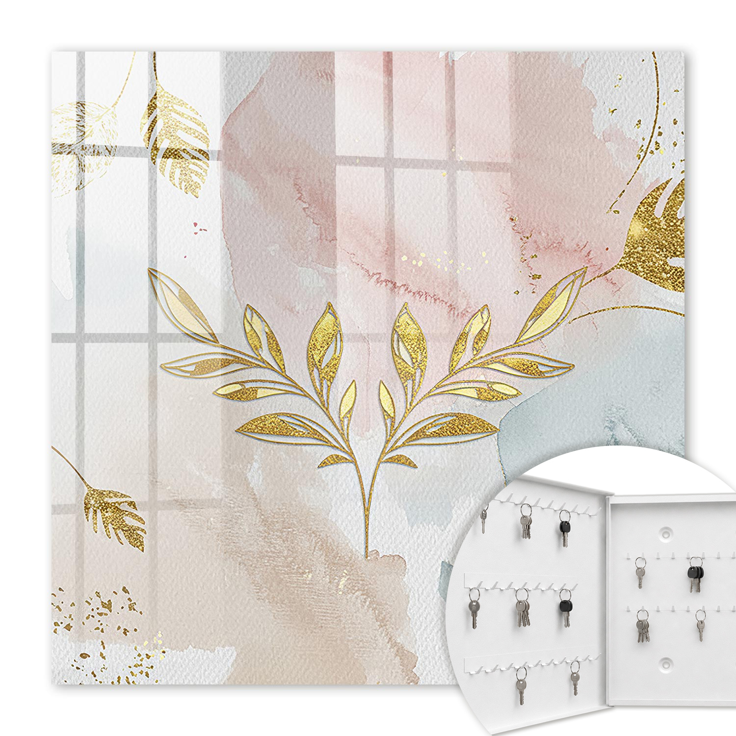 Armoire À Clés - (30 Cm X 30 Cm) - Boîte À Clés Murale - Coffret De Rangement Pour Clés - Couleur Blanche - Ouverture Vers La Gauche - Pour Maison Et Bureau - Charme Pastel