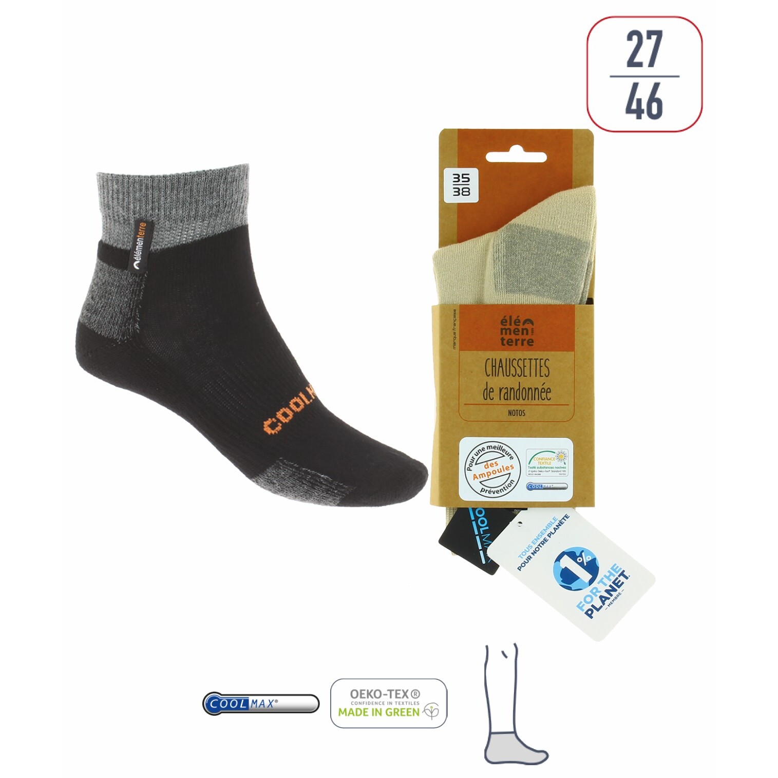 Chaussettes de randonnée low Élémenterre Notos