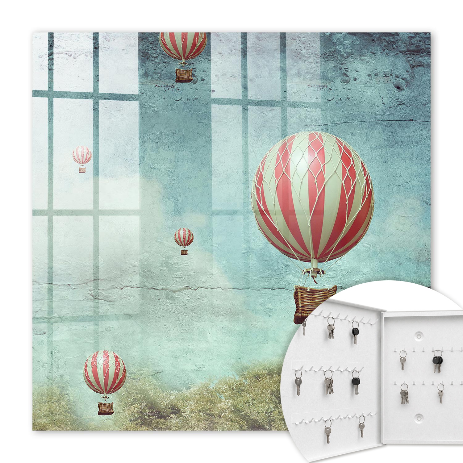 Armoire À Clés - (30 Cm X 30 Cm) - Boîte À Clés Murale - Coffret De Rangement Pour Clés - Couleur Blanche - Ouverture Vers La Gauche - Pour Maison Et Bureau - Rêves Aériens