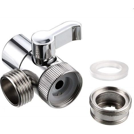 Robinet D'Arrêt Vanne De Commutation En Laiton 3 Voies Soupape Valves D'Aiguillage Valve 3 Voies En Laiton Robinet Arret 3 Voies Avec 2 Adaptateurs + Ruban Teflon Pour Lavabo Dérivation D'Eau