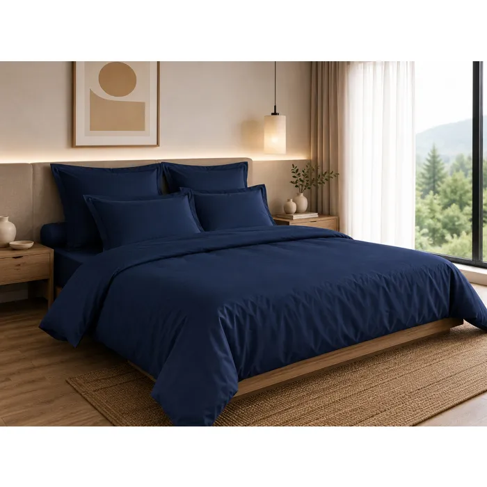 Housse de Couette 260 x 240 cm 100% Coton 57 Fils/cm² Bleu Nuit