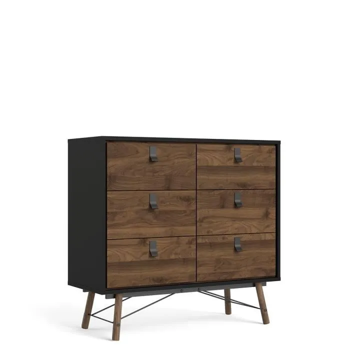 Commode double 6 tiroirs avec piètement métallique L101,8 cm - JOYCE