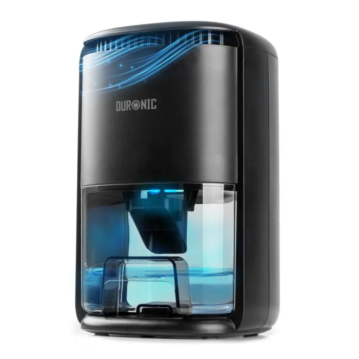 Duronic Dh07 Bk Déshumidificateur 22,5w Jusqu'à 200 Ml D'eau Par Jour Réservoir D'1 Litre Idéal Pour Petits Espaces