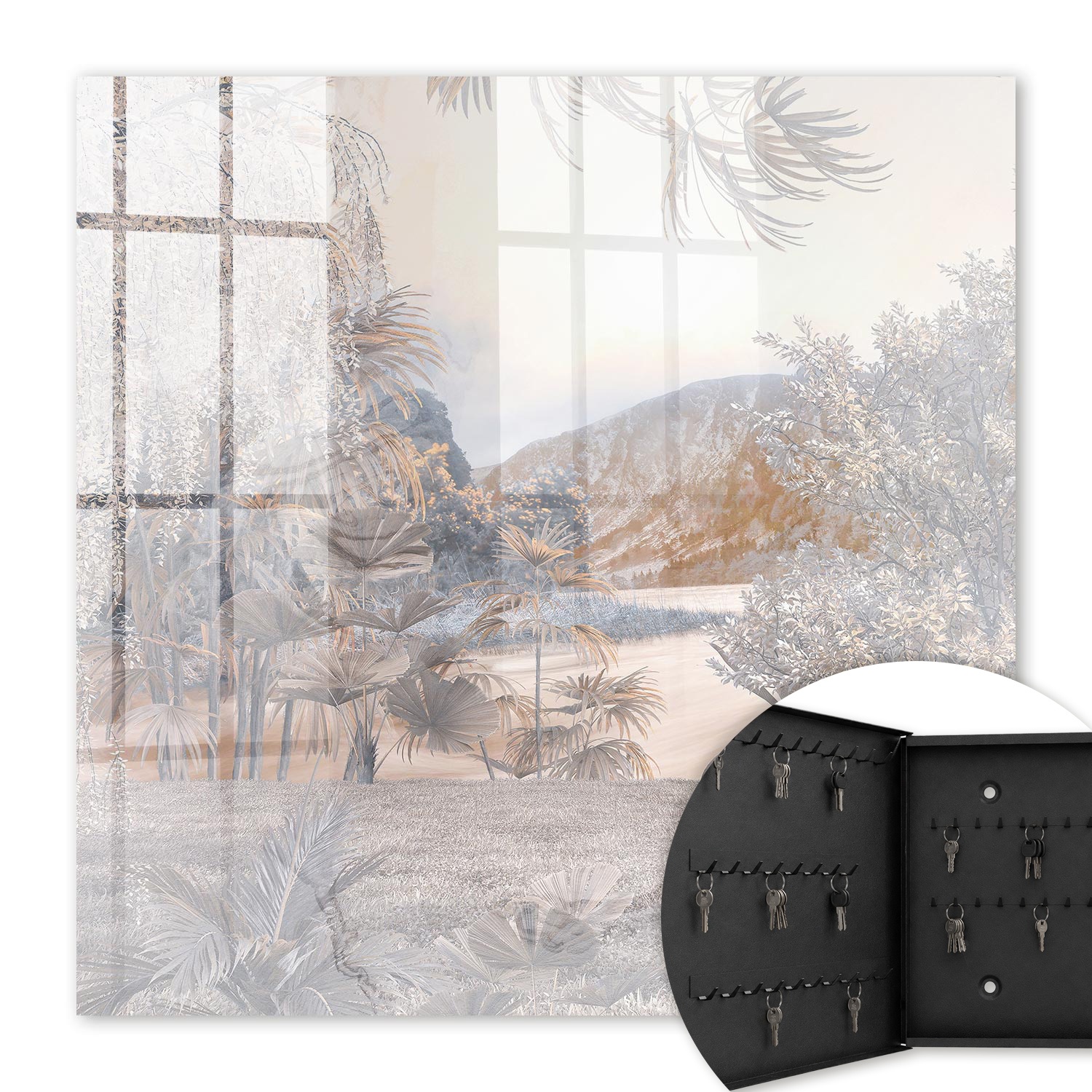 Armoire À Clés - (30 Cm X 30 Cm) - Boîte À Clés Murale - Coffret De Rangement Pour Clés - Couleur Noire - Ouverture Vers La Gauche - Pour Maison Et Bureau - Paix De La Montagne