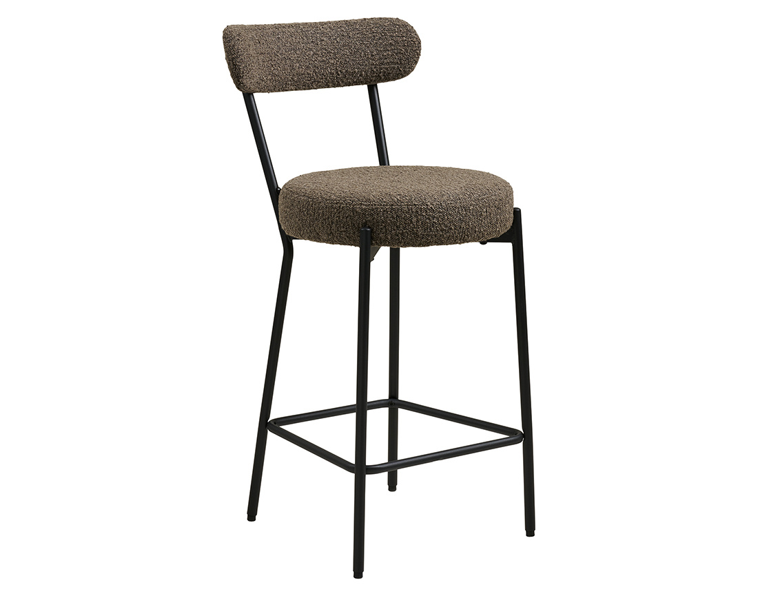 Ivanec - Tabouret De Bar - En Tissu Bouclette - Marron