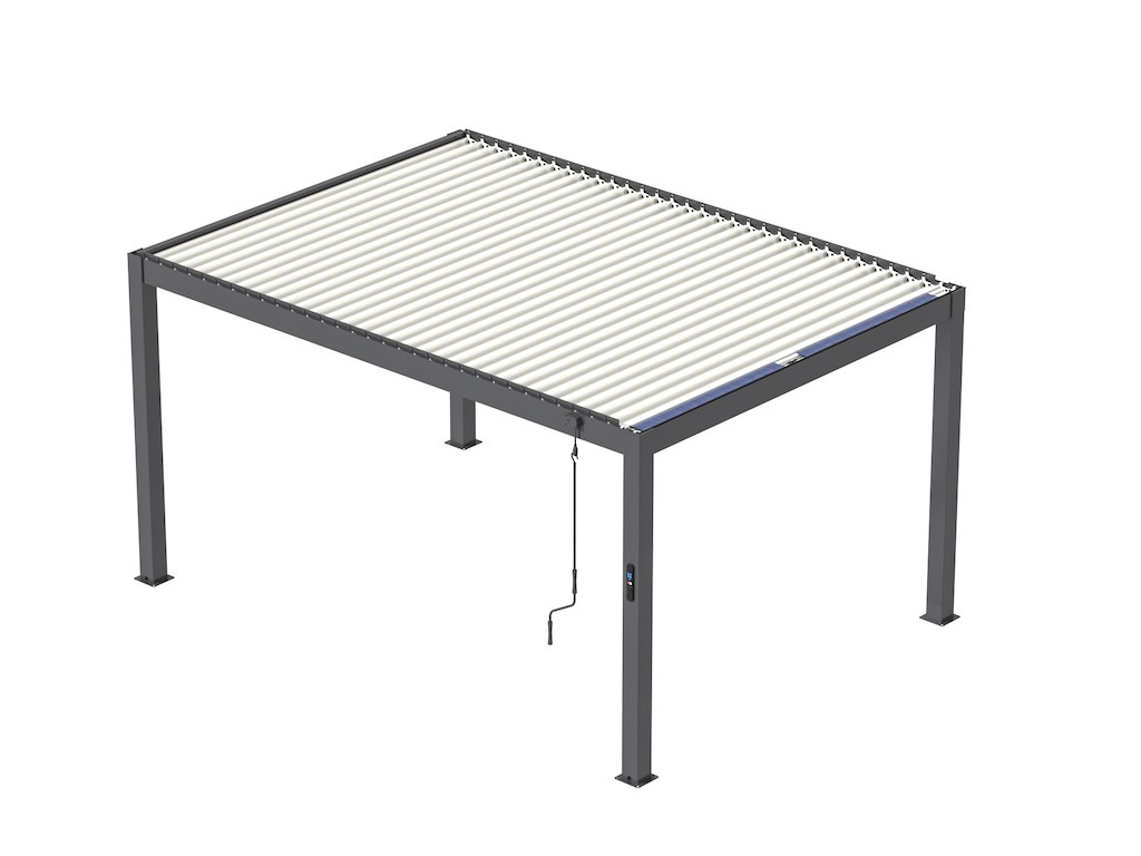 Pergola Mira 3x4 Solar Alu/lames - Graphite/blanc