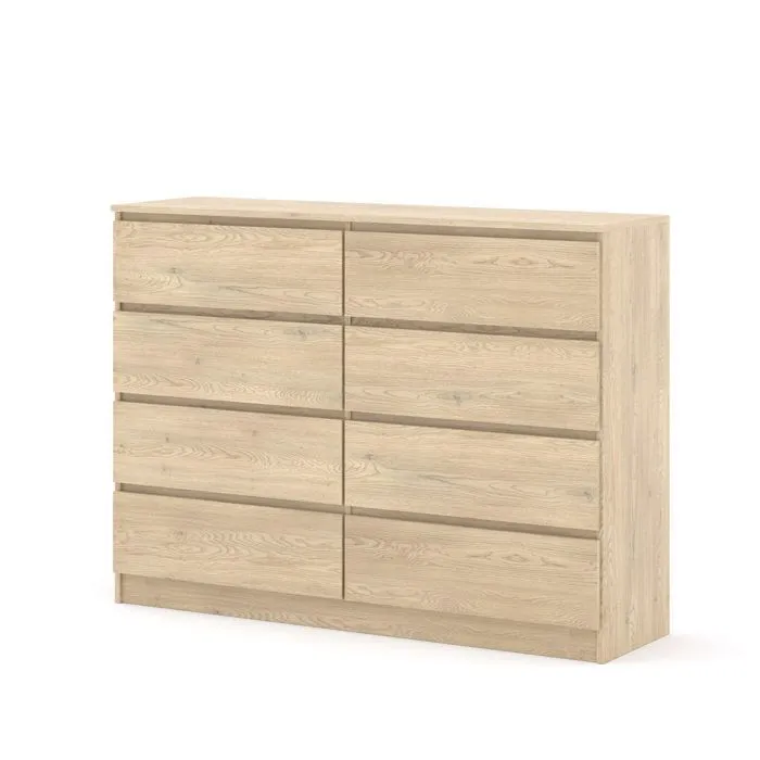 Commode Bim Furniture Maja 8 Tiroirs 140 Cm Chêne Cremona Panneau Stratifié