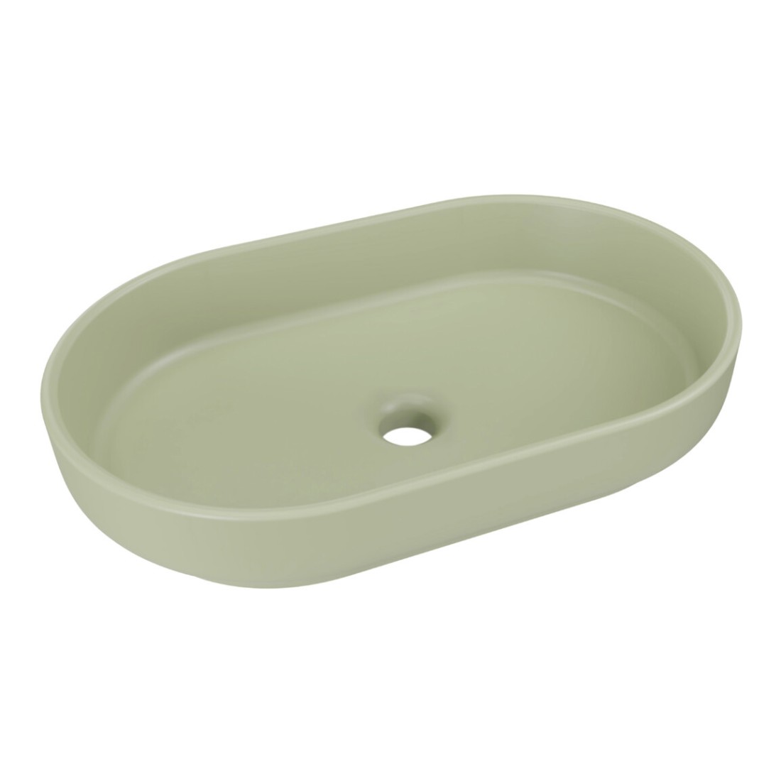 Vasque À Poser Ovale 55x35 Cm En Céramique Vert Olive Mate