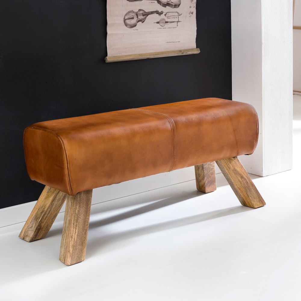 Finebuy Banc En Cuir 90 Cm Bois Massif Rembourré Banc Banquette Petit Colour