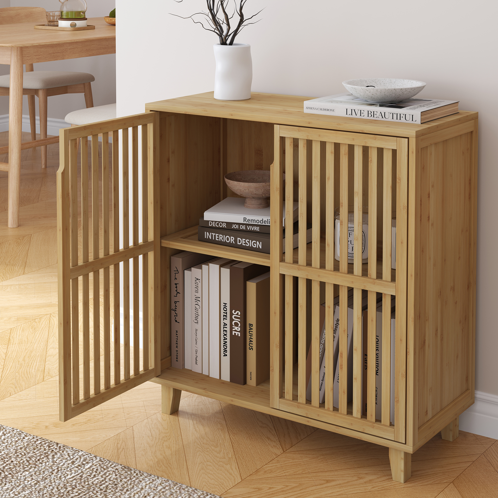 Armoire D'Appoint Sirgerg 77 X 72 X 33 Cm Bambou Naturel