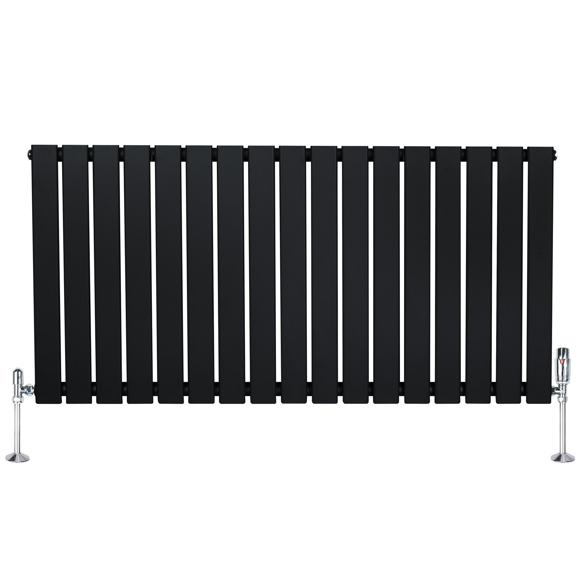Radiateur Plat Horizontale À 1 Colonne & Vannes 600 X 1190 Mm En Noir