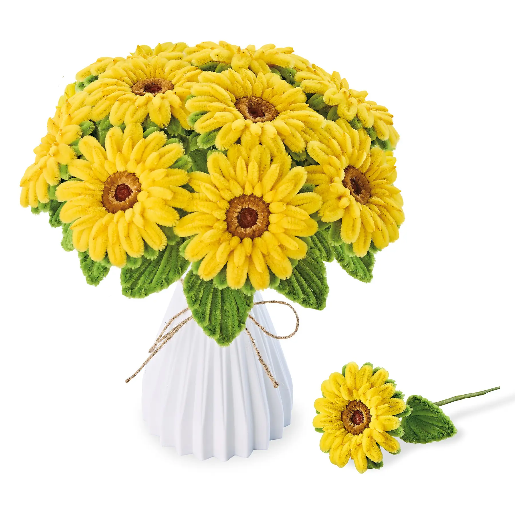 Bouquet de fleurs vase plastique DIY Tournesols Green Slide