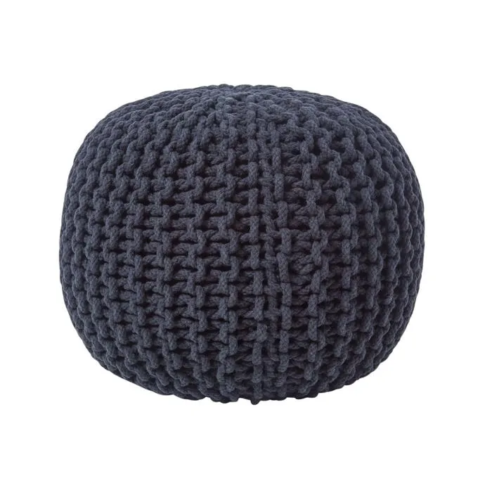 Pouf En Tricot Rond Noir - Homescapes