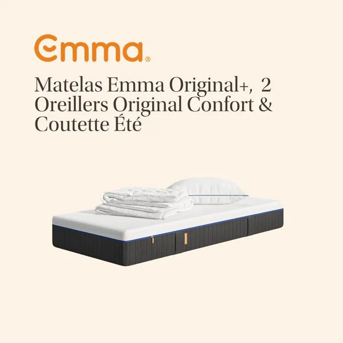 Pack matelas 90x200 oreiller original confort et couette 140x200