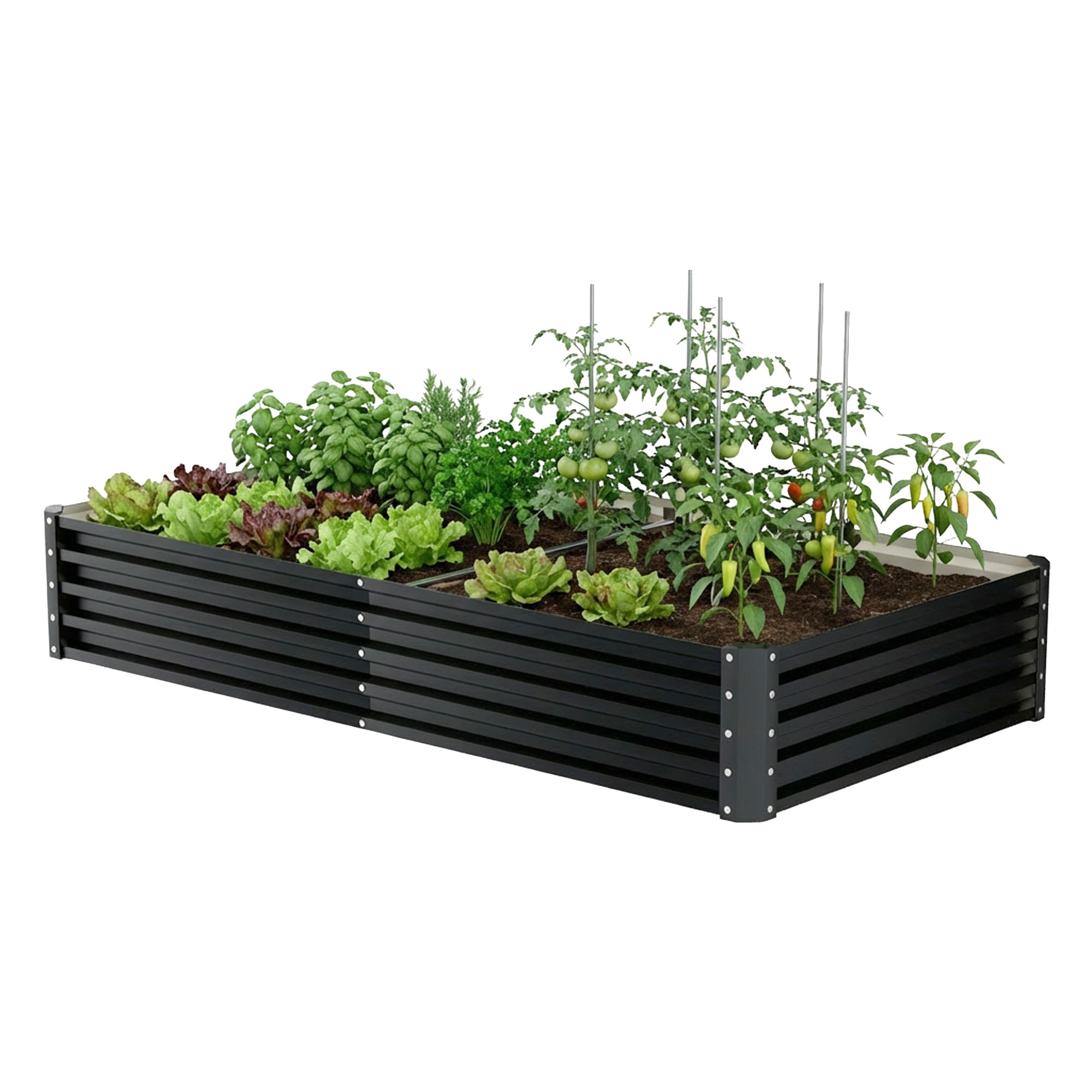 Hatake - Lit Rectangulaire Pour Potager Surélevé D'extérieur 180x90x30 Cm En Acier Inoxydable Noir