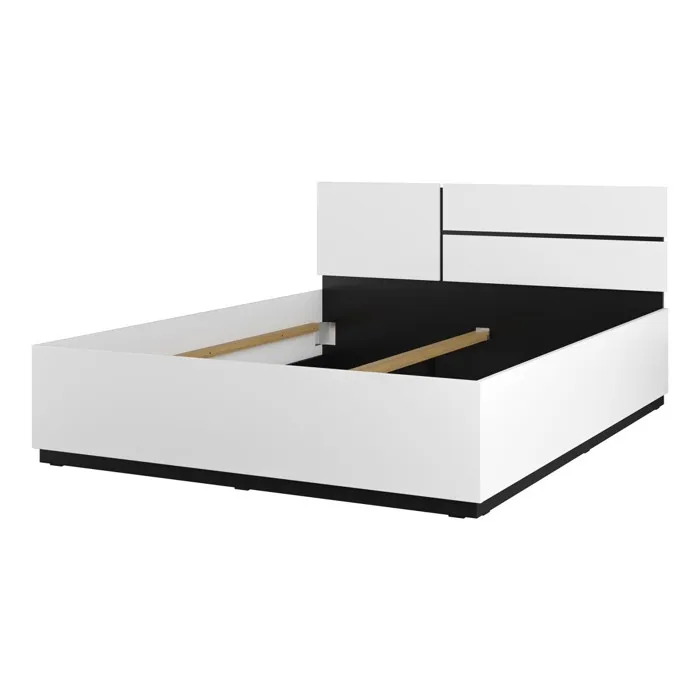Lit HAVANA 160x200 cm blanc et noir Design moderne et structure robuste