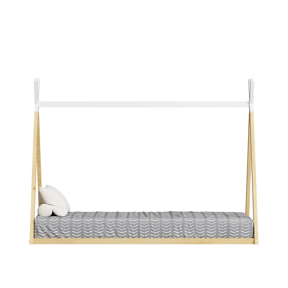 Lit tipi Indy 90x190 cm (matelas non inclus) Blanc et Bois