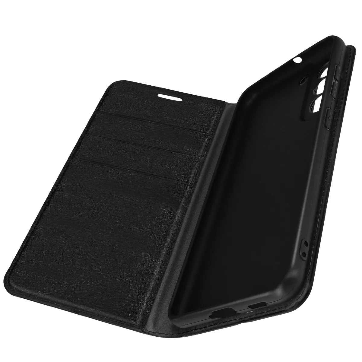 Étui Pour Samsung Galaxy S21 Fe Folio Cuir Véritable Porte Cartes Support Vidéo Noir