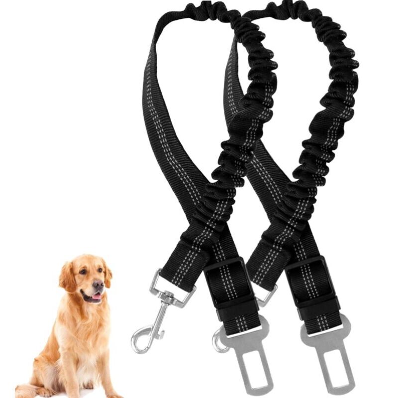 Ceinture Chien Voiture, 2 Pièces Harnais, Ceinture Securite Avec Absorption Des Chocs Et Mousqueton Pour Tout Type De Voiture Pour Tous Les Chiens Et Chats