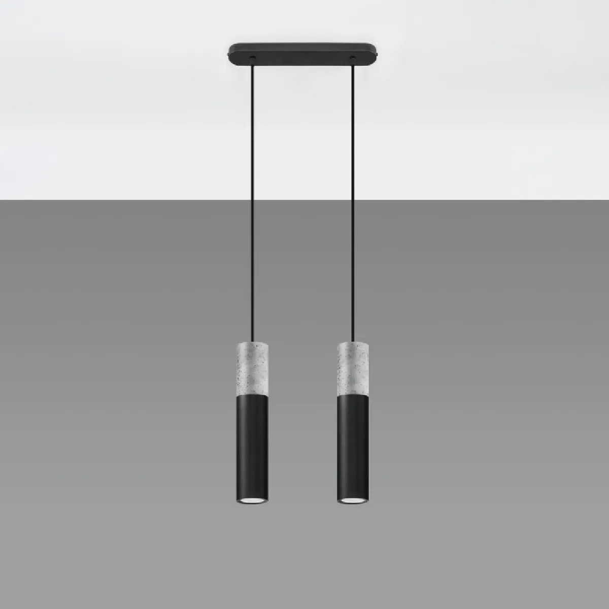 Lampe pendante BORGIO 2 noir 90 x 30 x 6( h x l x P en cm )