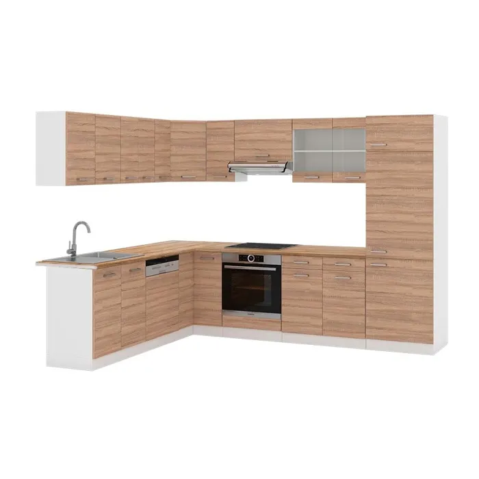 Vicco Cuisine en angle Sonoma/Blanc 287 x 227 cm, PT Chêne