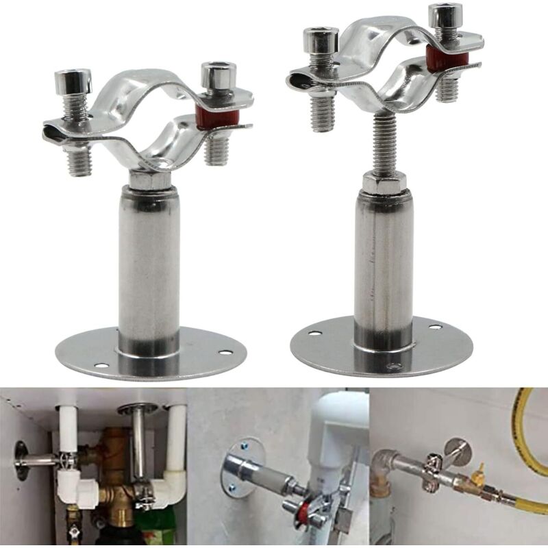 Collier De Fixation Murale En Acier Inoxydable 304 - Réglable 50-100mm Pour Tuyaux 25-27mm - 3 Trous De Vis - Lot De 2 Pièces