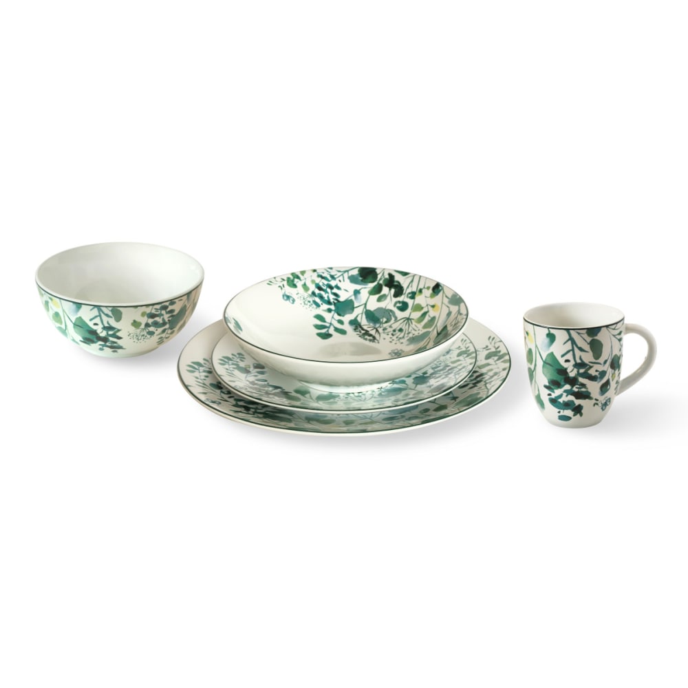 Lot De 6 Mugs Oxalis Porcelaine Fine, Motif Floral Délicat - Medard De Noblat