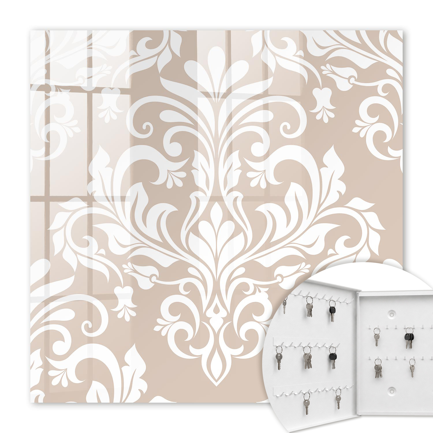 Armoire À Clés - (30 Cm X 30 Cm) - Boîte À Clés Murale - Coffret De Rangement Pour Clés - Couleur Blanche - Ouverture Vers La Gauche - Pour Maison Et Bureau - Symétrie Élégante