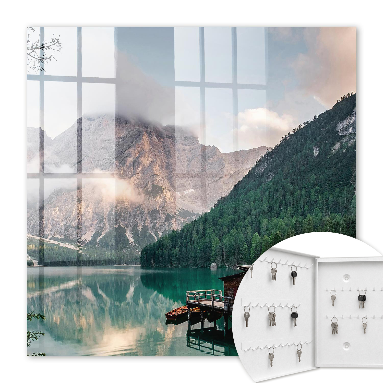 Armoire À Clés - (30 Cm X 30 Cm) - Boîte À Clés Murale - Coffret De Rangement Pour Clés - Couleur Blanche - Ouverture Vers La Gauche - Pour Maison Et Bureau - Magie Des Montagnes