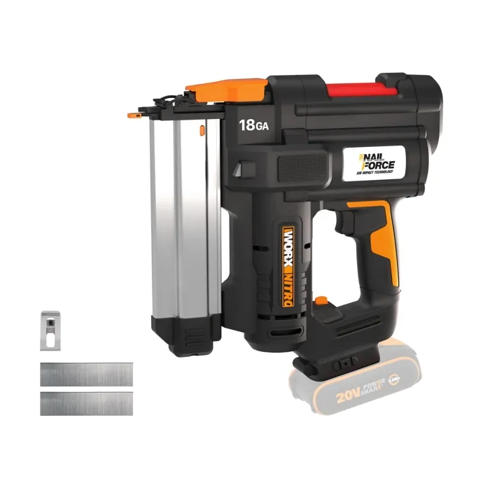 Cloueur de finition 20V WORX - WX842.9 (clous 10/50 mm, 18Ga, 2 modes de tir, 100 clous/min, 200 clous, sans batterie ni chargeur)