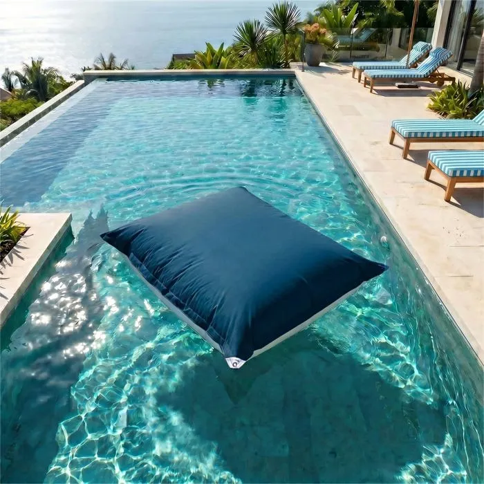 Pouf géant xxl déhoussable, flottant pour piscine, bleu pétrole