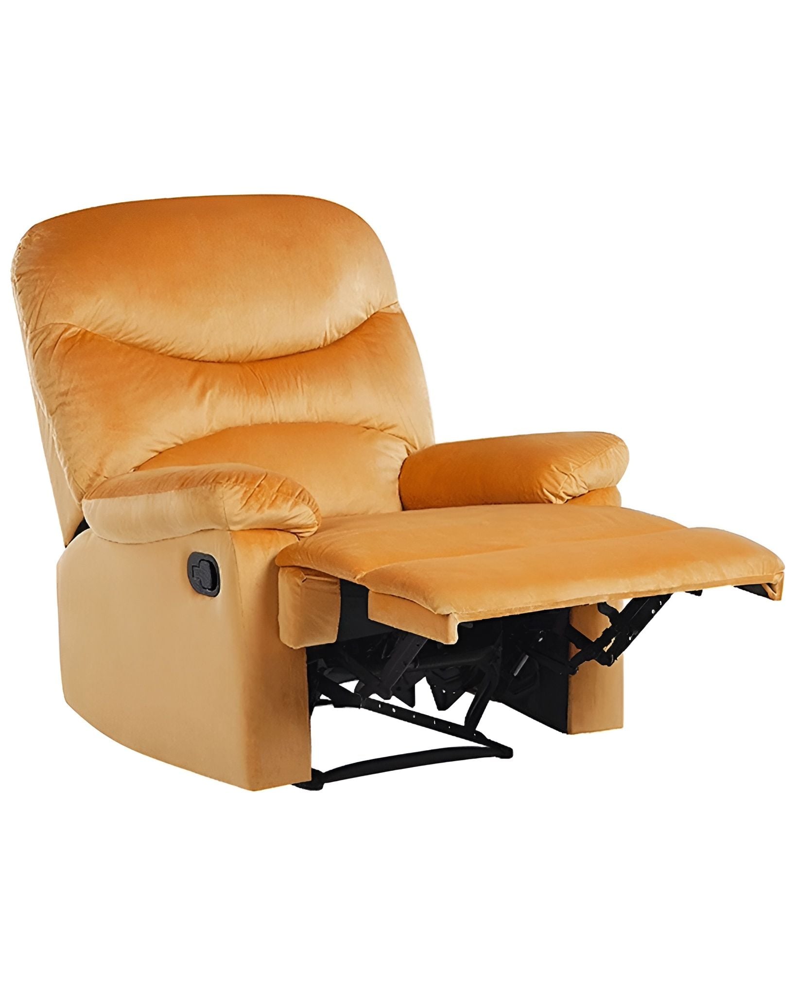 Beliani - Fauteuil De Relaxation Position Réglable Manuellement En Velours Jaune Avec Repose-pied Et Dossier Inclinables Design Moderne Et Ultra Élégant