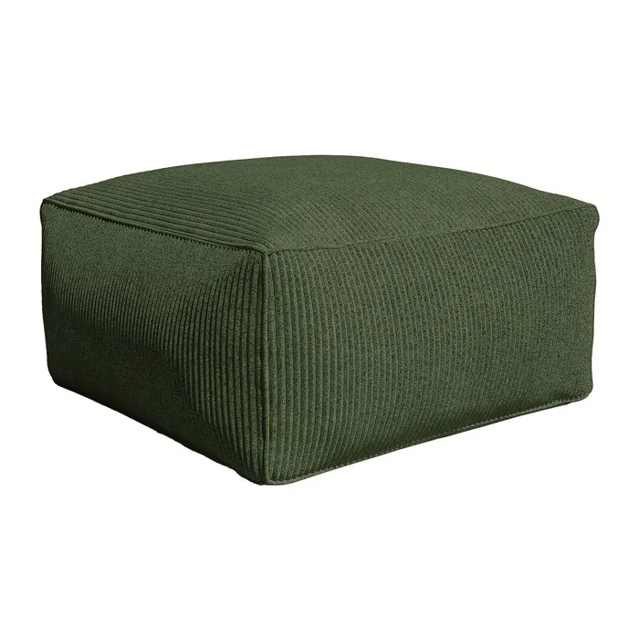 Pouf en velours côtelé vert NOUMARA