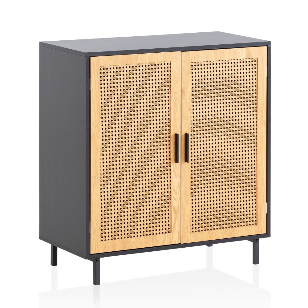 Finebuy Commode Avec Portes Armoire 80x86,5x40 Cm Noir Buffet Cabinet Salon