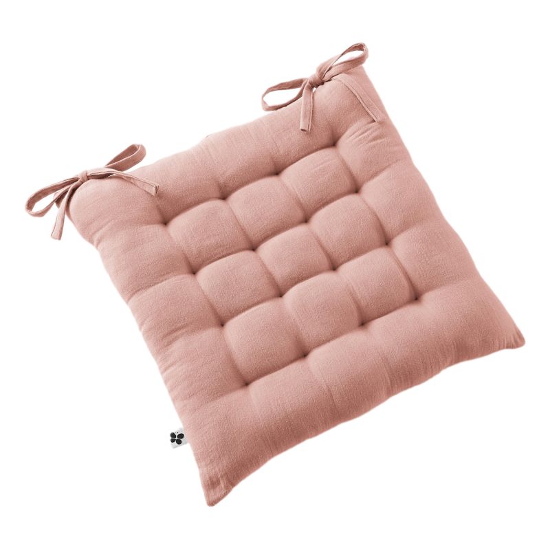 Assise Matelassée 16 Points "gaïa" 40 X 40 Cm "gaze De Coton" L'Effet Papillon - Gaia Rose Pêche -
